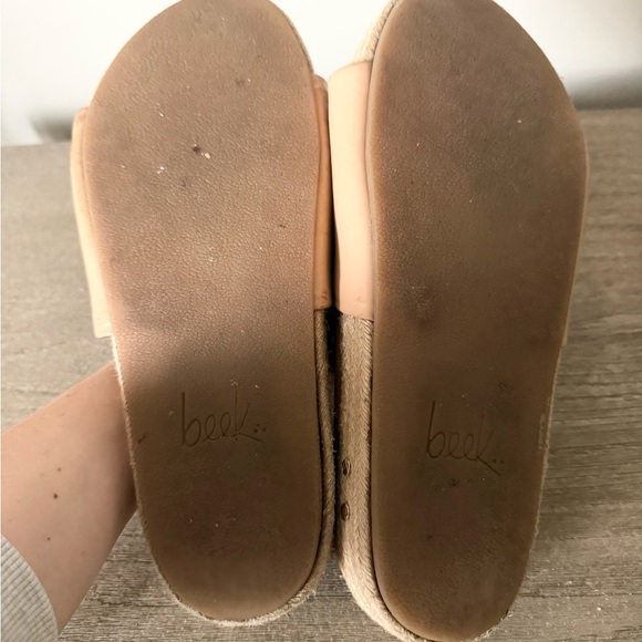 Beek Pelican Jute Platform Slip-Ons in Tan Leather Size 8 - Picture 7 of 7